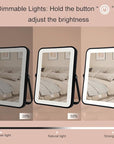 Rechargeable Makeup Vanity Mirror with Lights, Small Desk Makeup Mirror with Lights, 3 Lighting Modes, Dimmable Touch Screen, Tabletop Light up Mirror