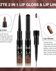 Kaely 2-in-1 Matte Lipstick and Lip Liner, Liquid Lip Stain Makeup for women Long Lasting Waterproof Smudge Proof, labiales matte mate larga duracion listip 24 hours originales, 25 Brown