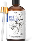 HIQILI 1 Fl Oz Basil Essential Oil, 100% Pure Undiluted for Skin, Diffuser - 30ml