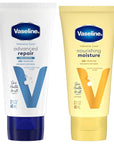 Vaseline Intensive Care Lotion Bundle – Advanced Repair Unscented Lotion & Nourishing Moisture Hand & Body Lotion for Extremely Dry Skin, 2 Oz Ea (2 Piece Set)