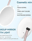 Makeup Mirror with Lights, 4K Ultra-Clear Reflection, Long-Press Adjustable Brightness, 3 Glow Settings, Flexible Multi-Angle Design–Perfect for Makeup and Skincare (White)
