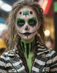 MEICOLY 3PCS Black White and Green Face Body Paint Stick,Face Paint Stick for Halloween SFX Cosplay Clown Skeleton Witch Makeup,Elphaba Face Paint,Waterproof Eye Black Baseball Softball Football