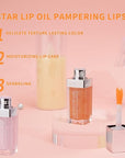 2PCS Hydrating Lip Glow Oil, Plumping Lip Gloss, Clear to Pink Lip Oil Gloss, Transparent Moisturizing Lip Balm, Natural Lip Plumper, Lip Plumper Gloss Make Lips Fuller and Moisturizing