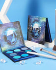 docolor Eyeshadow Palette 9 Colors Blue Eyeshadow Gemstone Shadow Palette Highly Pigmented Mattes Shimmers Smokey Glitter Cream Colorful Powder Blendable Long Lasting Waterproof Makeup Palette