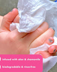 Mr. Bubble Moisturizing Kids Gentle Face and Hand Wipes, Travel Size Biodegradable Deep Cleaning Towelettes Made with Hydrating Aloe Vera and Chamomile (Pack of 12 Pouches, 15 Wipes Each)