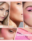 Matte Powder Blush Palette, 4 Colors Face Palette with White Highlighter, Brown Contour, Pink & Rose Pink Blush for Cheeks, Natural Lasting Makeup Palett for Women, Blus and Highlighter Pallet