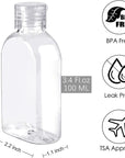 TUZAZO 6 Pack Travel Bottles for Toiletries 3.4oz/100ml Travel Size Containers TSA Approved, Clear Plastic Lotion Bottle Refillable Squeeze Bottles with Flip Cap for Shampoo, Conditioner & Lotion
