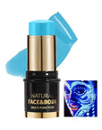 UV Neon Blue Face Body Paint Stick, Colored Professional Full-Coverage Oil-Based Eye Black Stick for Halloween Cosplay Christmas, Face Painting Foundation Makeup Glow in the Dark Party Supplies-06