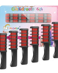 MSDADA New Hair Chalk Comb Temporary Hair Color Dye for Girls Kids with Light Color Hair, Washable Hair Chalk for Girls Age 4 5 6 7 8 9 10 Birthday Cosplay DIY, Christmas, New Year(Red)