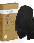 Skinerals Self Tanner Mitt Set, Ultra Soft Double-Sided Application Tanner, Exfoliating Glove and Face Mitt for the Most Even Tan, Tanning Mitt Applicator for Back and Body, Washable, 3 ct