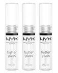 NYX PROFESSIONAL MAKEUP Butter Gloss, Non-Sticky Lip Gloss - Sugar Glass (Clear), Pack Of 3