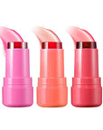 3PCS Milk Cooling Water Jelly Tint Stick Water Tint Milk Jelly Blush Tint Stick Lip and Cheek Stain Multi-Use Jelly Lip Tint Stain Non-sticky Makeup Stick(Pink+Coral+Red)