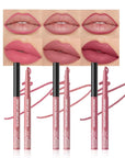 Matte Lip Liner Pencil Set 3 Pack, Long-Lasting Waterproof Lip Liners, Smudge-Proof and High Pigment Lip Liner Kit, Smooth Application for Defining & Shaping Lips, Non-Fading Matte Finish-2#