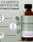 Eucalyptus Essential Oil 100ml | 100% Natural and Pure USDA Organic Eucalyptus Oil | Diffuser Aromatherapy Skin & Hair | 3.38fl oz