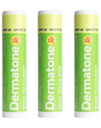 Dermatone Green Tea Lip Balm Stocking Stuffer | Moisturizing | Medicated | Aloe & Vitamin E | Soothes Chapped & Cracked Lips | SPF30 | 3-pack (Green Tea, 0.15oz)