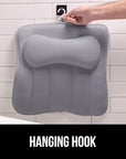 GORILLA GRIP Mesh Bath Pillow for Tub, 6 Powerful Suction Cups, Oversized Headrest with Breathable FlexComfort Technology for Neck, Head, Back Support, Luxury Machine Washable Bathtub Must Haves, Gray