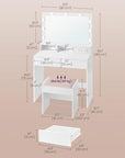 VASAGLE Vanity Desk with Power Outlets, Makeup Vanity with Mirror and Lights, with Upholstered Vanity Stool, 9 Dimmable LED Lights, 2 Compartments, 2 Drawers, for Bedroom, Cloud White URDT029W01