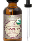 US Organic Cranberry Seed Oil, USDA Certified Organic,100% Pure & Natural, Cold Pressed Virgin, Unrefined in Amber Glass Bottle w/Glass Eyedropper for Easy Application (2 oz (56 ml))