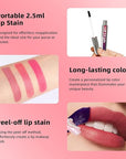 3 Pcs Peel Off Lip Stain Lip Tint Set, Lip Stain Peel Off Matte Lip Liner, Long-Lasting Lip Tint Stain Peel Off Lip Gloss, Waterproof Non-stick Cup Peel Off Lipstick Lip Stains for Women