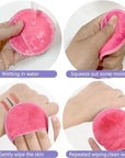 SUNLAND Reusable Makeup Remover Pads for Face,Eye,Lips 16 Pack Microfiber Face Cleansing Gloves Washable with Laundry Bag and Travel Bag Rounds Toner Pads(Round 3.15inchx16 Pink)