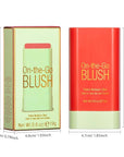 Blush Stick for Cheeks - Cream Makeup Blush Wand, Solid Moisturizer Stick for Cheeks Tint, Natural Blendable Waterproof Korean Matte Long-Lasting Smooth Blushes (#03 Coral Orange)