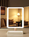 Makeup Mirror with Lights,Featuring 3 Adjustable Color Modes, Smooth Long-Press Brightness Adjustment (1%-100%), and 1x/2x/3x Magnification, Rechargeable (Ivory White)