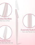 6 Pcs Light Pink Eyebrow Razor, Face Razors Multipurpose, Facial Razors for Women Men, Eyebrow Trimmers Shaver with Protective Cover, Dermaplaning Tools for Face Body Use, Facial Hair Removal Tools