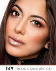 2-in-1 Brown Lip Liner & Lipstick Set Kit for Women, Metallic Lips Kit with Lip Liner Lip Stains Long Lasting Waterproof 24 Hour Lipstick and Lip Liners Combo Lipliners Pencil Set 18