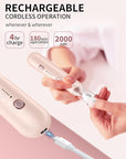 Professional Manicure Pedicure Kit, Cordless Electric Nail File Set, Rechargeable Pedicure Tools for feet, 5 Speeds Hand Foot Care Nail Drill for Thick Nail Toenail Cuticle Women Men Baby Pets-Rose