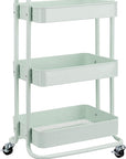 Amazon Basics 3-Tier Metal Rolling Utility or Kitchen Cart - Mint Green