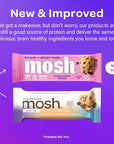 MOSH Cookie Dough Crunch Keto Protein Bars, High Fiber, Low Carb, Gluten Free, High Protein, Brain Healthy Snack, 12 Count