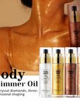 Shimmer Body Oil, Summer Body Glitter Moisturizing Light Shiny Gold)