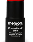 Mehron Makeup CreamBlend Stick | Face Paint, Body Paint, & Foundation Cream Makeup | Perfect for Halloween .75 oz (21 g) (Red)
