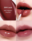 Dew Drop Tint #209 Crush 4.5g, Hydrating, Glossy, Lightweight Lip Stain with High-shine, Long Lasting Color with Moisturizing Lip Drop, Dewy Finish, Korean Beauty Makeup