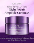 MISSHA Time Revolution Night Repair Ampoule Cream (5th Gen) 1.69 Fl Oz - Triple Fermented Deep-Sleep Night Cream - Overnight Care for Enhanced Radiance, Korean Skincare