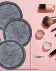Reusable Makeup Remover Pads 16 Pack Microfiber Cleansing Facial Rounds Wipes Face, Eyes, Lips(3.5inch, grey)