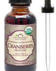 US Organic Cranberry Seed Oil, USDA Certified Organic,100% Pure & Natural, Cold Pressed Virgin, Unrefined in Amber Glass Bottle w/Glass Eyedropper for Easy Application (1 oz (30 ml))