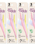 Dorco Tinkle Everglow, 12 Razors (4 Packs of 3), Eco-Friendly Dermaplaning Tool, Multipurpose Eyebrow Razor & Face Shaver