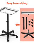 TASALON Rolling Salon Cart, Adjustable Height Premium Aluminum Tattoo Rolling Tray, Beauty Instrument Salon Table with Wheels, Cart for Hair Stylist Medical Dental Tray