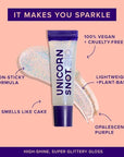 UNICORN SNOT Lip Gloss, Long-Lasting Sparkly Lip Shine, Vegan & Cruelty Free, Non-Sticky Formula, Lip Gloss for Festivals and Rave Makeup, Clear (Cosmos)