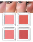 Blush for Cheeks Professional Makeup Palette, Comes with 4 Separate Powder Palette,Blendable and Fade-Resistant for Eyes,Lips & Cheeks Long-Wear Matte Finish,Color-Coral Nude Pink Red Comes with Brush