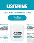 Listerine Cool Mint Interdental Floss | Effective Plaque Removal, Teeth & Gum Protection | Shred-Resistant, Fresh-Breath Feeling, PFAS Free | 55 Yards, 2 Pack