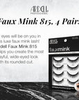 Ardell Faux Mink Lashes 815, Ultra-Soft, Natural Look False Eyelashes, Reusable Strip Lashes, 4 Pairs, 1 Pack