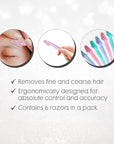 Ardell Pro Brow for Trim & Shape, Eyebrow Razor Trimmer, and Shaper with Cover, Facial Hair Removal for Women, Dermaplaning Shaver - 6 counts in 1 pack