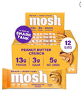 MOSH Peanut Butter Crunch Keto Protein Bars, High Fiber, Low Carb, Gluten Free, High Protein, Brain Healthy Snack, 12 Count