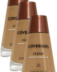 COVERGIRL Clean Makeup Foundation Tawny 165, (packaging may of 3) 1 oz