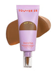 Tower 28 Beauty SunnyDays SPF 30 Tinted Mineral Sunscreen - For Sensitive Skin - 2-in-1 Facial Broad Spectrum UVA/UVB Protection + Foundation - Shade 55 TEMESCAL - Deep with Golden Undertones, 1 Fl Oz