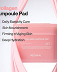 MEDIHEAL Collagen Ampoule Facial Toner Pads - Collagen & Ceramide - Skin Firming & Restore Elasticity & Deep Hydration - Tighten Wrinkles & Lines - Vegan Eco Silk Fabric