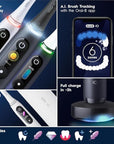 Oral-B iO Series 8 Electric Toothbrush with 2 Replacement Brush Heads and Travel Case, Rechargeable Toothbrush, Black Onyx