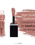 nude envie Lip Gloss - Certified Vegan Lipgloss Cruelty-Free and Paraben Free - Enriched Peptides, Vitamin E and Jojoba Oil (Peaceful)